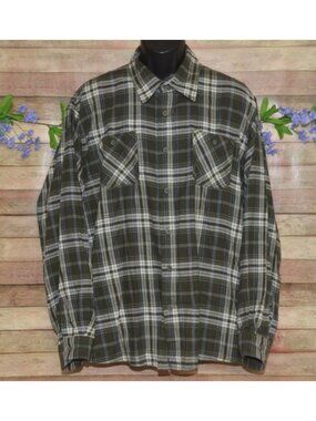 Wrangler Authentics Mens 2XL Plaid Button-Up Long Sleeve Flannel Shirt Cotton